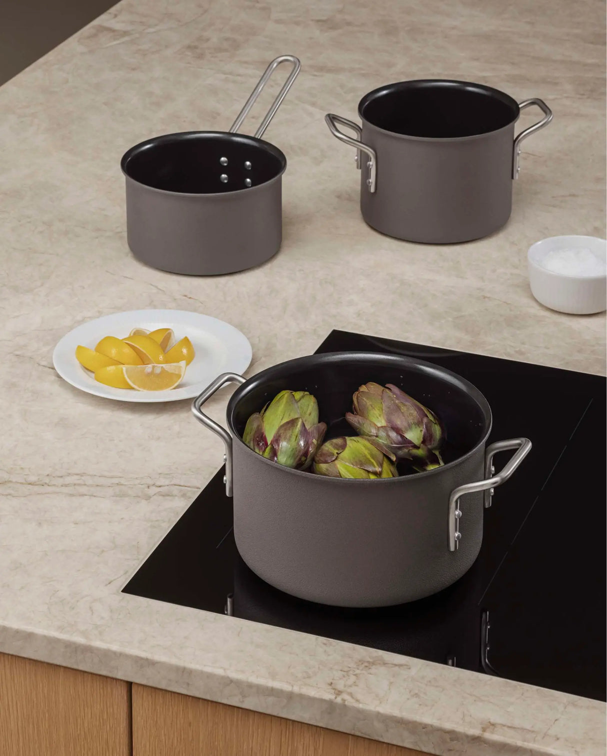 Grey Line 3 pcs. Cookware set 1.8 l 2.5 l 3.8 l ceramic Slip-Let® coating