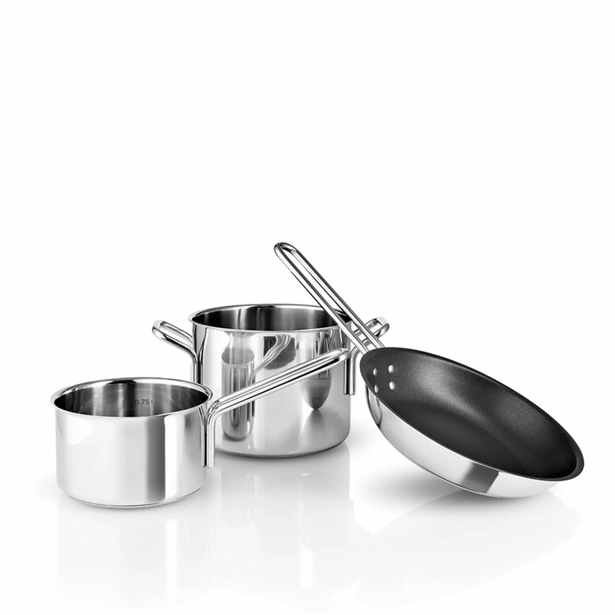 Stainless Steel 3 pcs. Cookware set 1.1 l 2.2 l & frying pan 20 cm