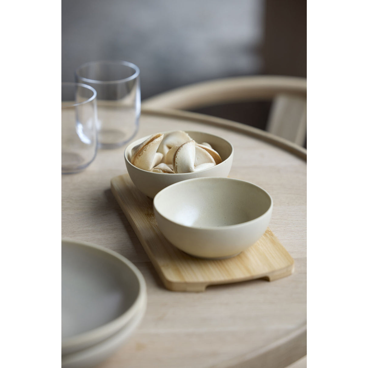 Bamboo tray with 2 bowls Shoku 28,5 x 13 cm Soft Beige