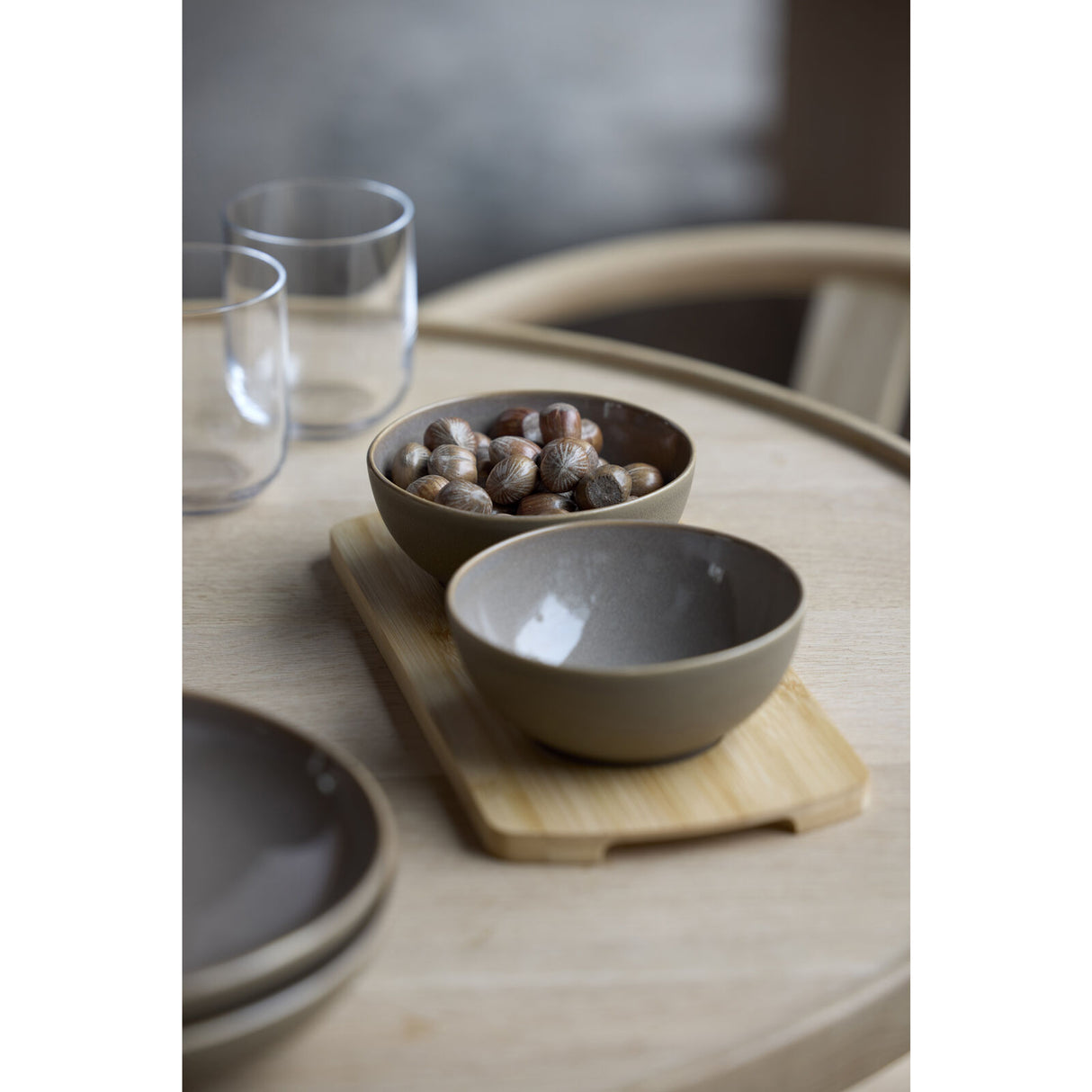 Bamboo tray with 2 bowls Shoku 28,5 x 13 cm Warm Brown