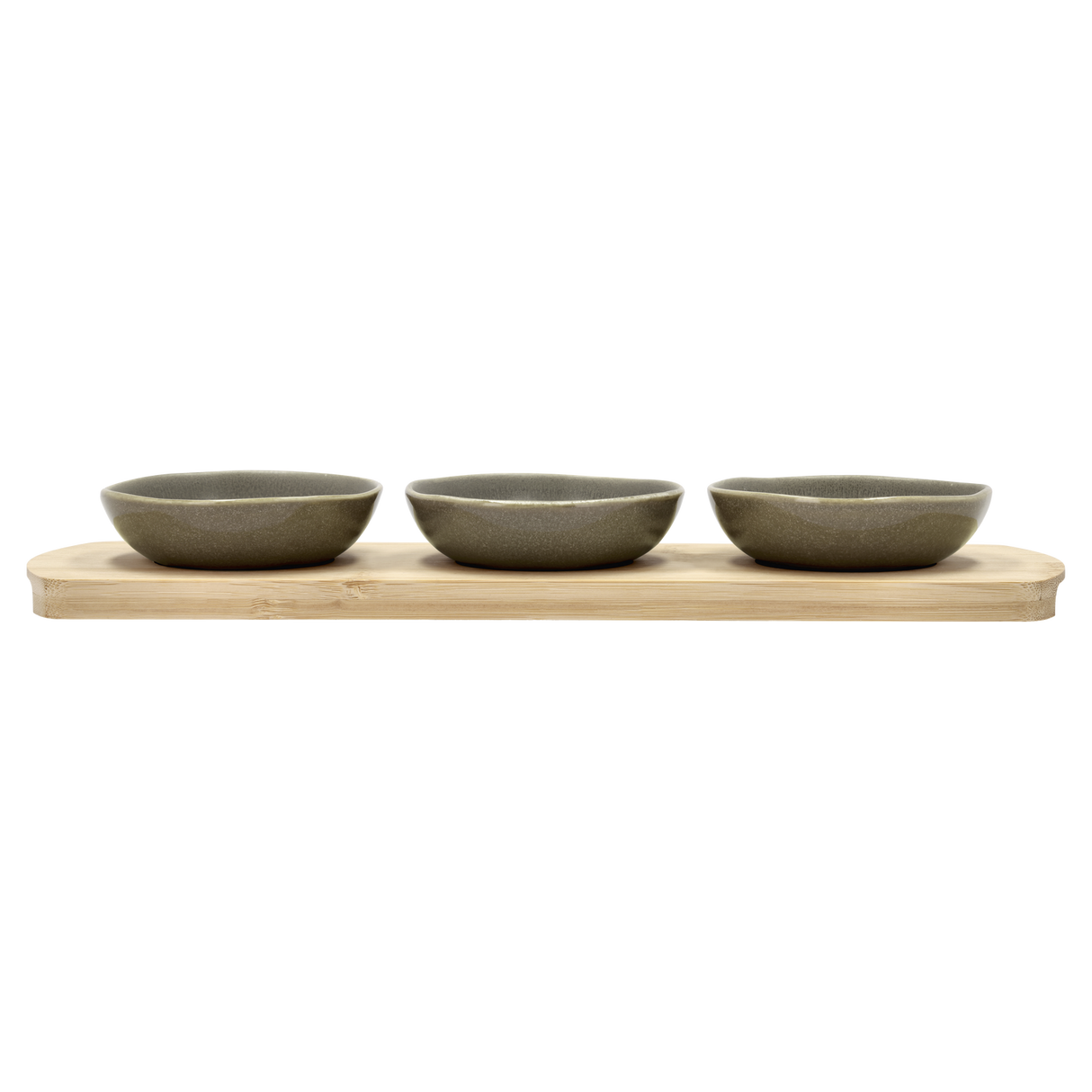 Bamboo tray with 3 bowls Shoku 32 x 10 cm Warm Brown