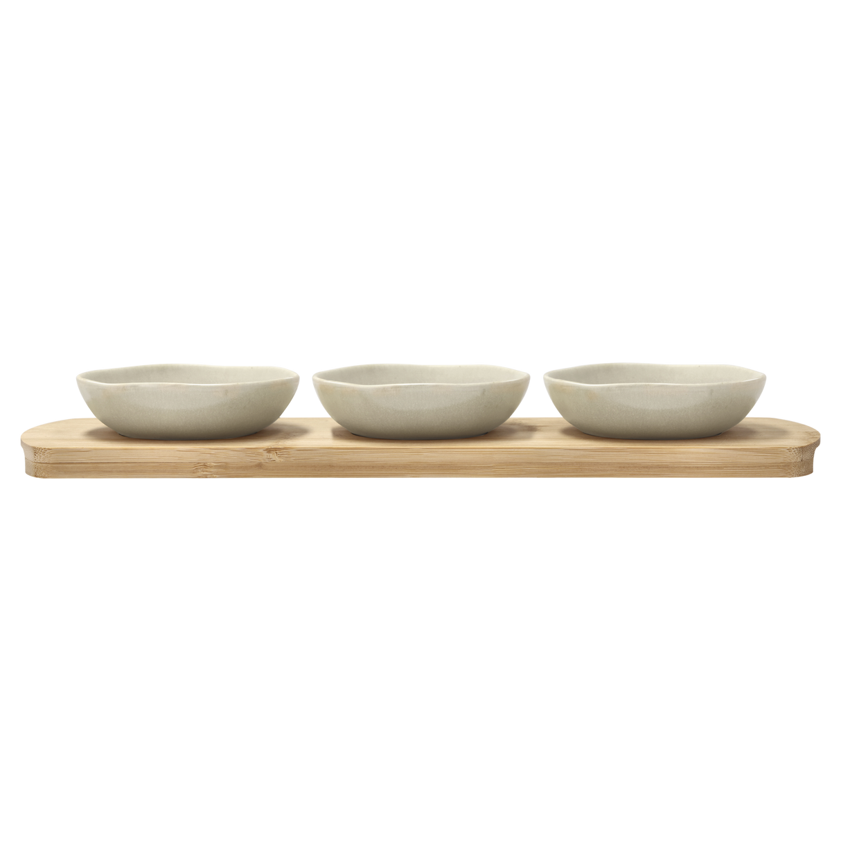 Bamboo tray with 3 bowls Shoku 32 x 10 cm Soft Beige