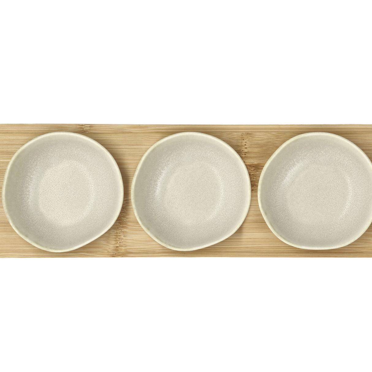 Bamboo tray with 3 bowls Shoku 32 x 10 cm Soft Beige
