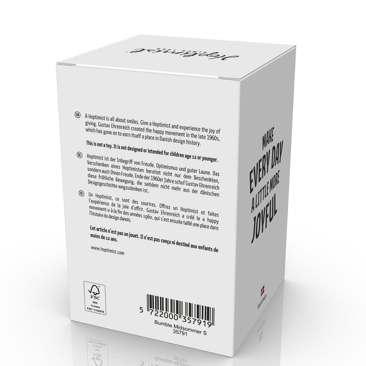 Hoptimist Midsommar Bumble 4,5 x 5,9 x 7,5 cm S White ABS/St