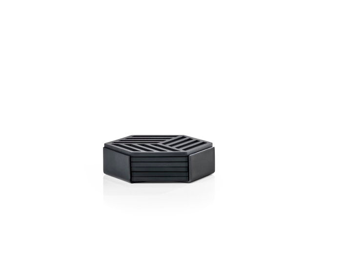Coasters Hexagon 6 pcs Black