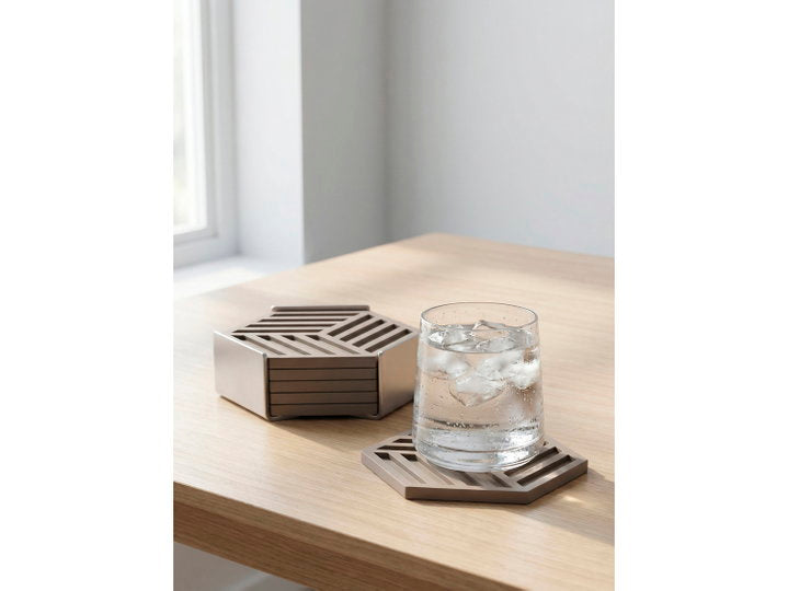 Coasters Hexagon 6 pcs Taupe