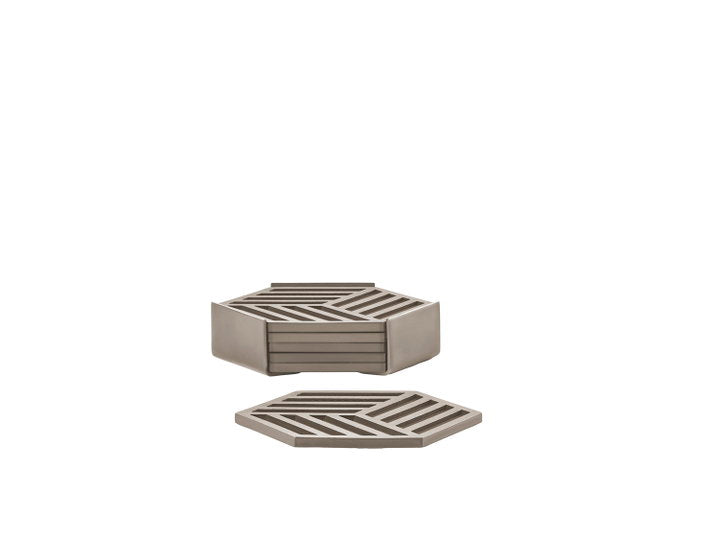 Coasters Hexagon 6 pcs Taupe