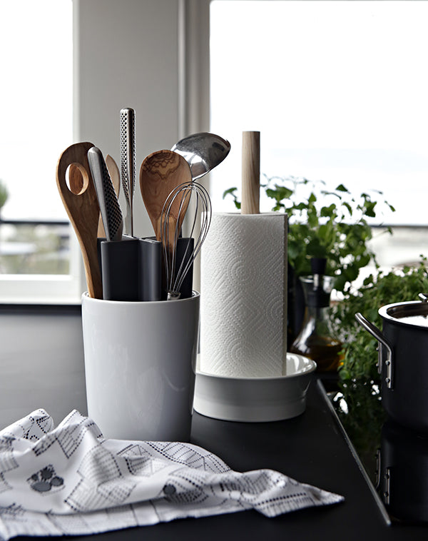 Kitchen towel holder shiny white/ash