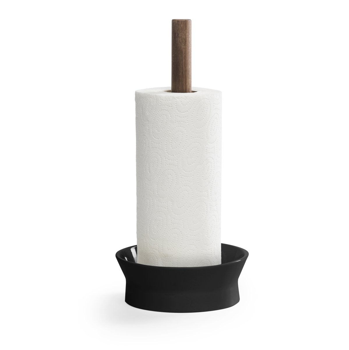 Kitchen towel holder matt black/walnut
