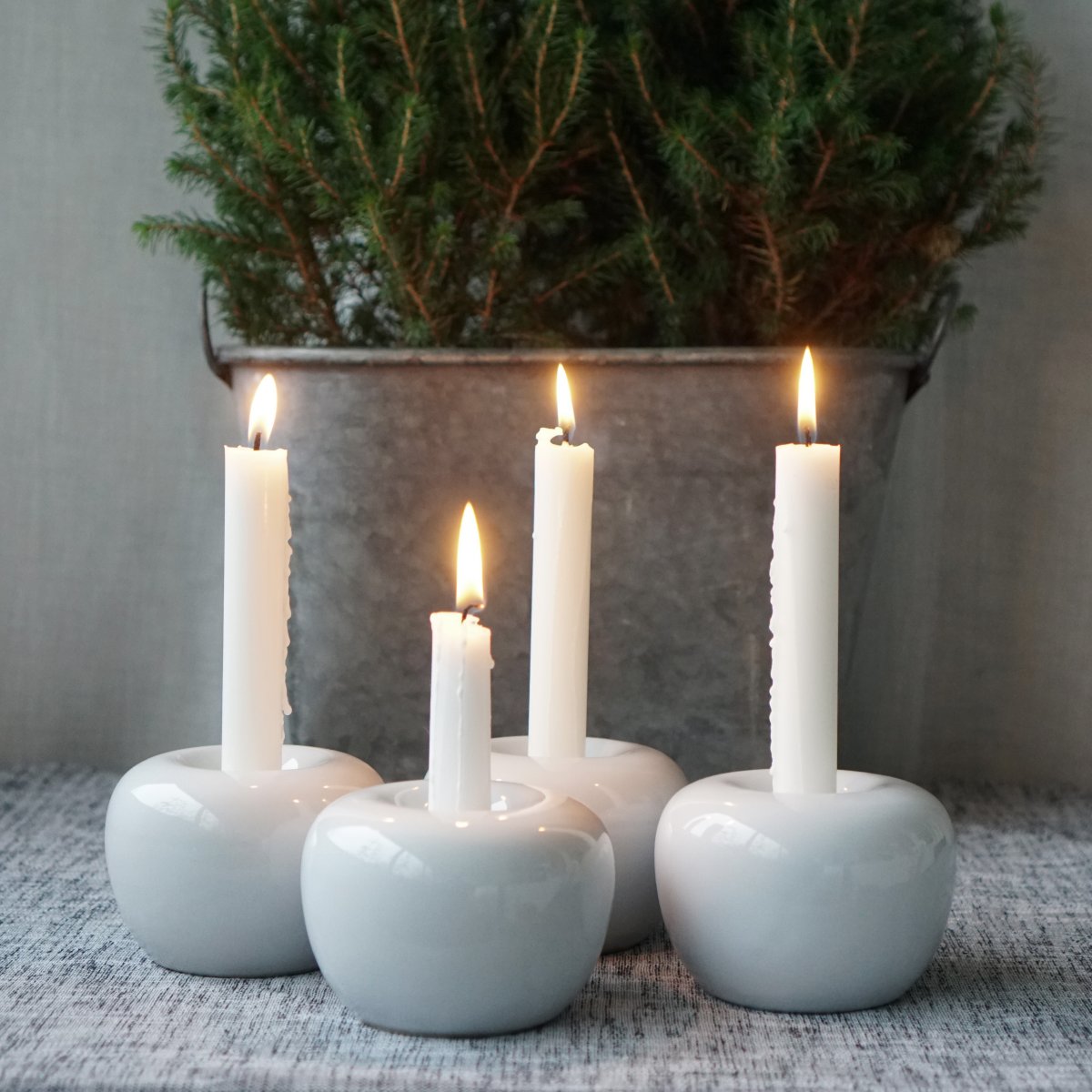 Apple Candleholder Small White 2 pack