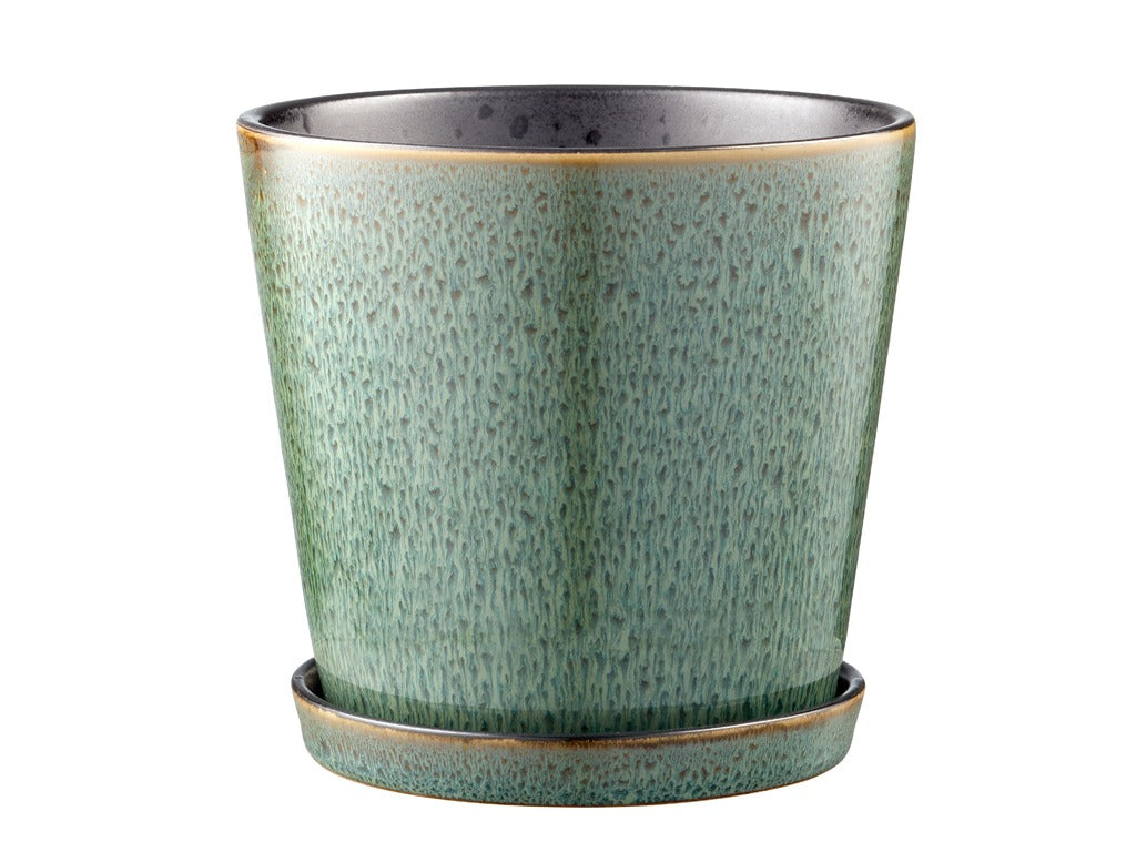 Planter w saucer 14cm Green/bla BITZ