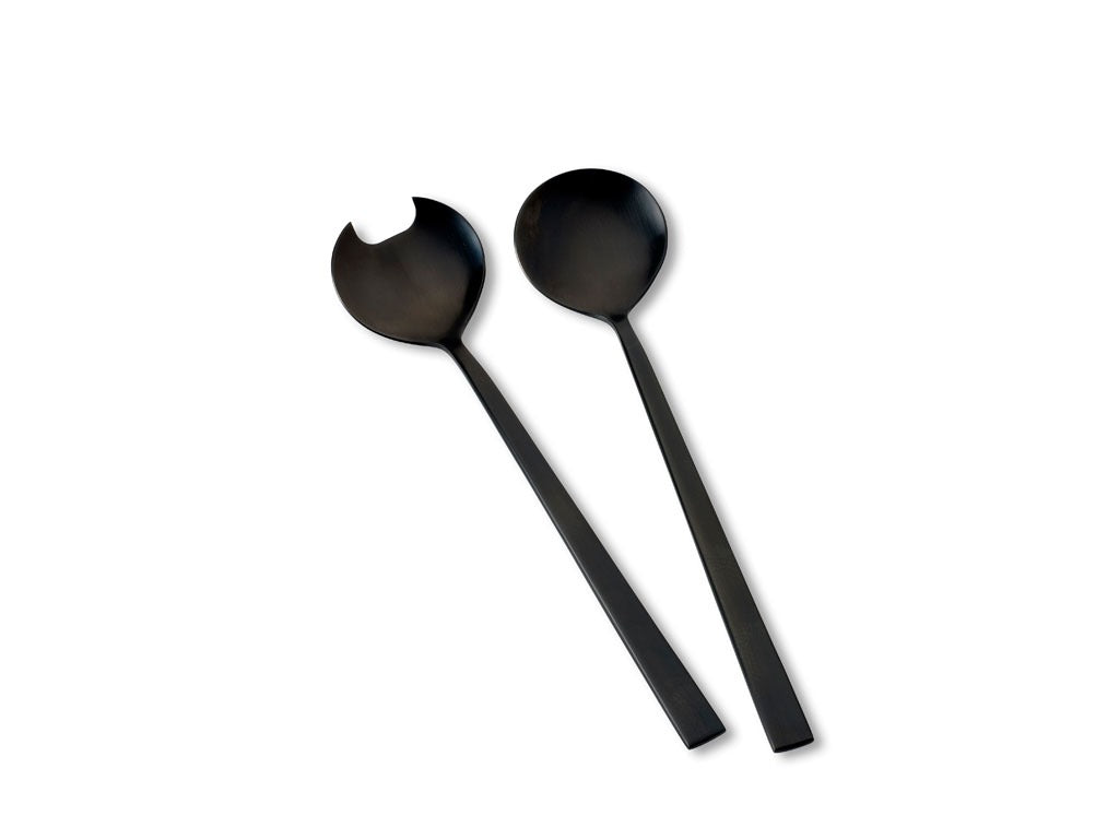 Salad servers black matte fini