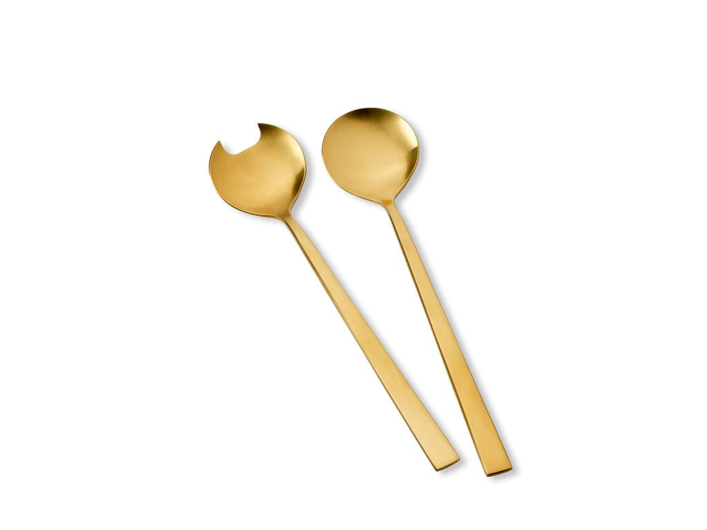 Salad servers brass matte fini