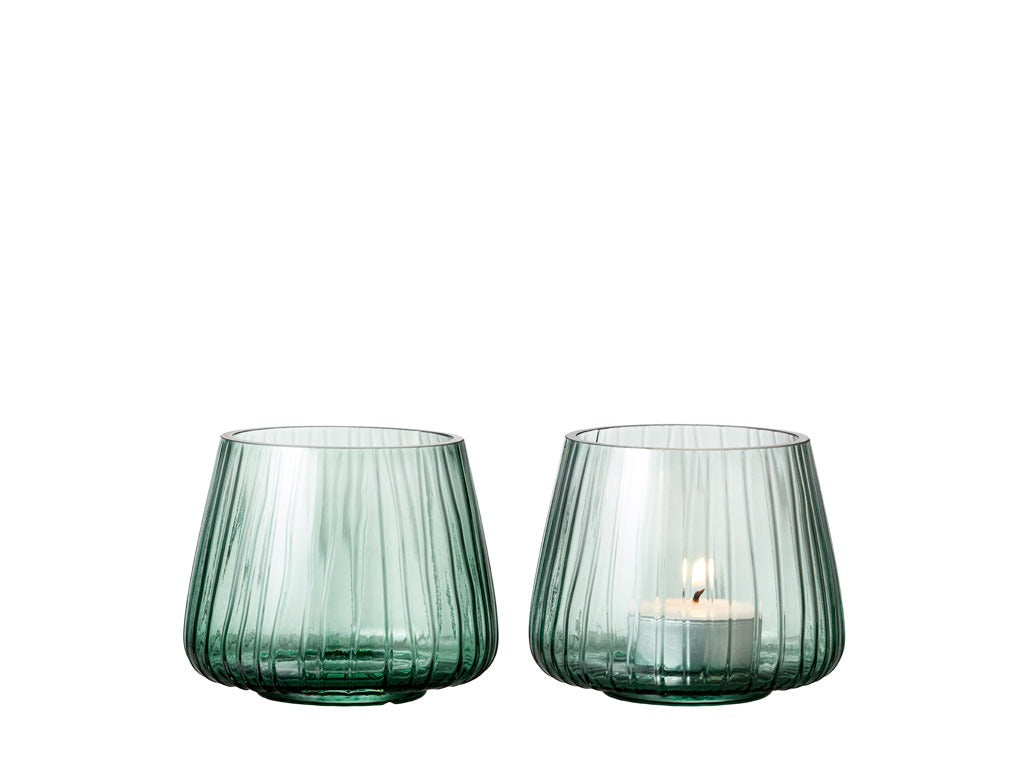 Tealight holder Kusintha 7.5 cm 2 pcs Green Glass