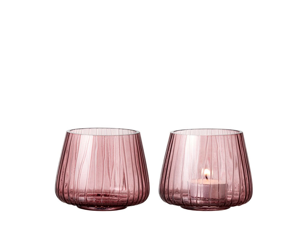 Tealight holder Kusintha 7.5 cm 2 pcs Pink Glass