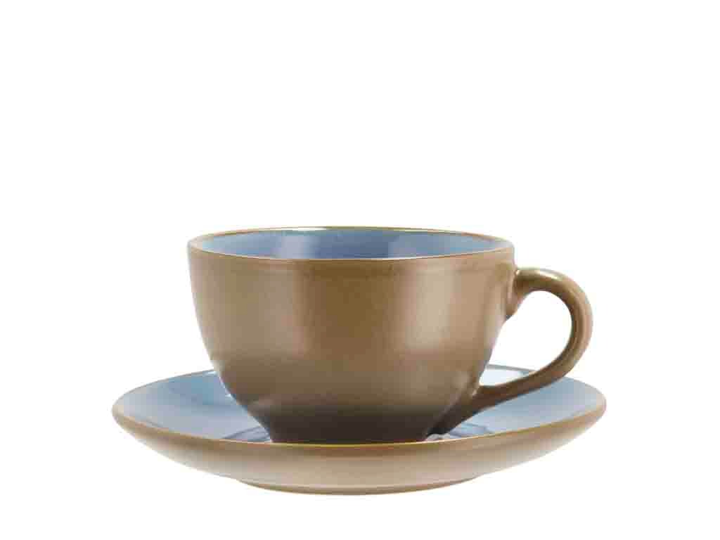 Cup and Saucer Wood 24cl Wood/Ocean