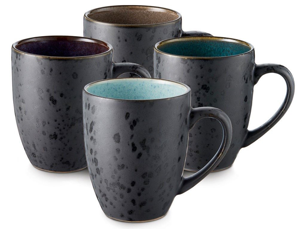 Mugs w.handle black/dark. 4 pcs.
