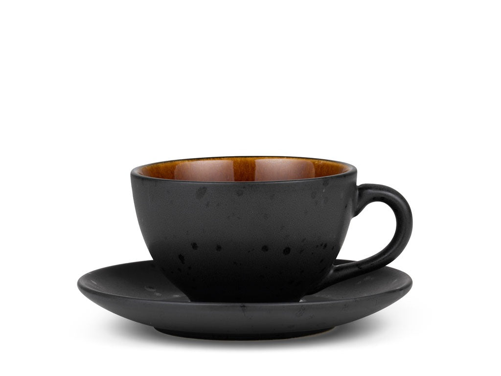 Cup w saucer 24cl black/amber