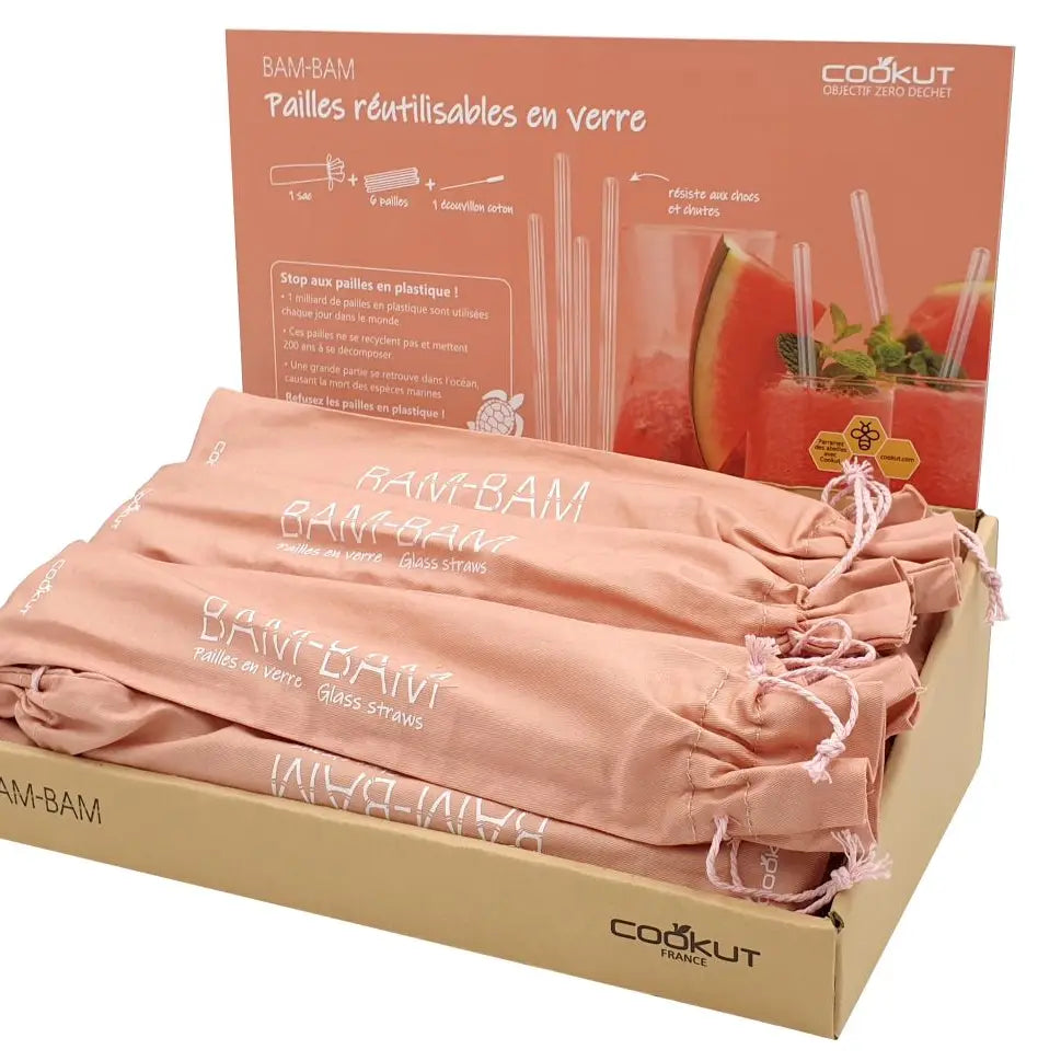 6 glass straws with cleaning brush - CDU