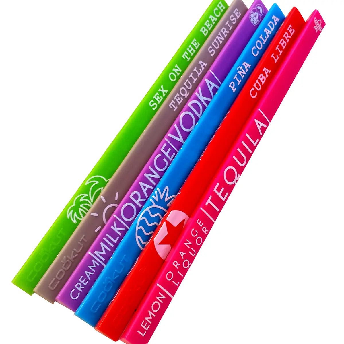 Easy Cocktail set of 6 - cocktail recipes on stirrer