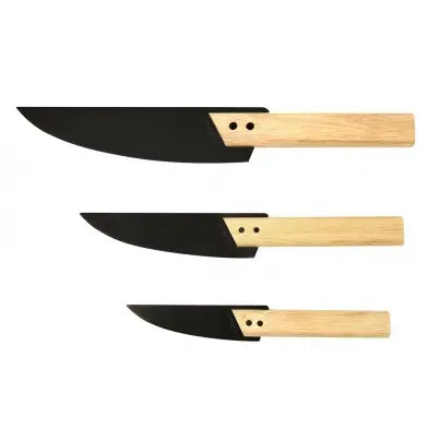 Eve - Set of 3 steel knives with mapple wood handle 8 13 18 cm