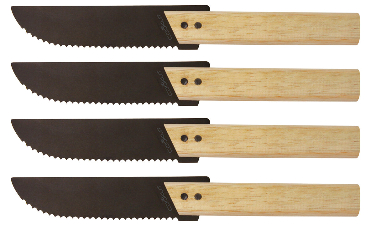 Eve - Set of 4 steel steak knives with mapple wood handle