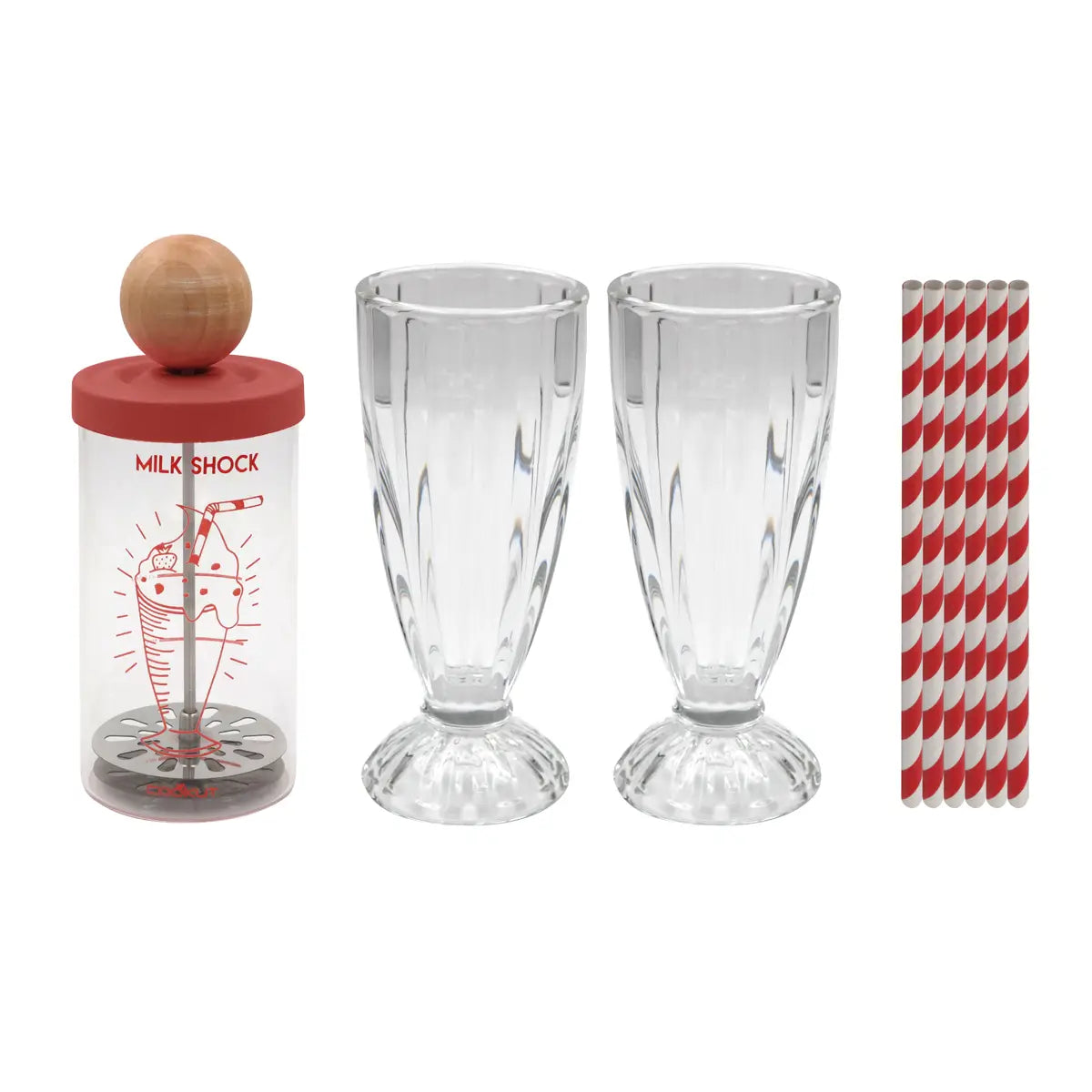 Milkshock - milkshake shaker + 2 glasses set