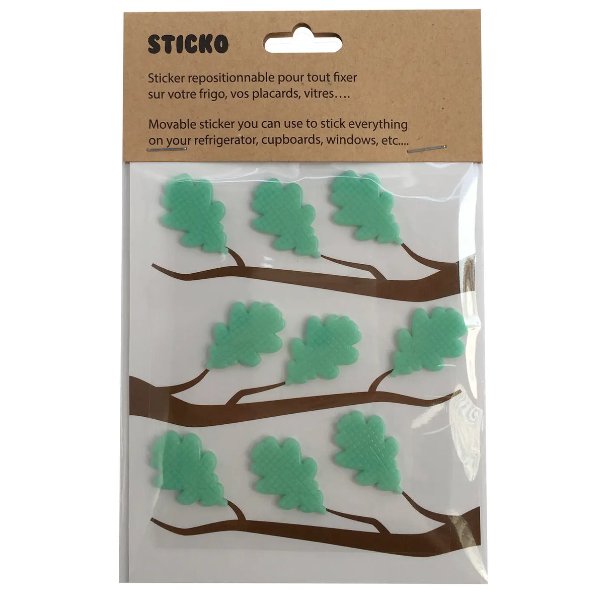 STICKO - 9 leaf shape sticky pads for fridge
