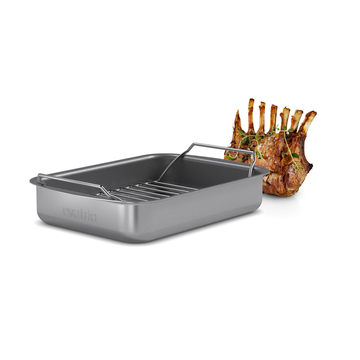 Professional roasting pan with rack 26x19 cm ceramic Slip-Let® coating