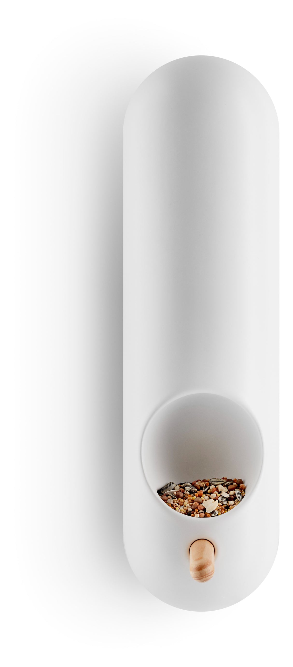 Bird feeder tube wall-mounted