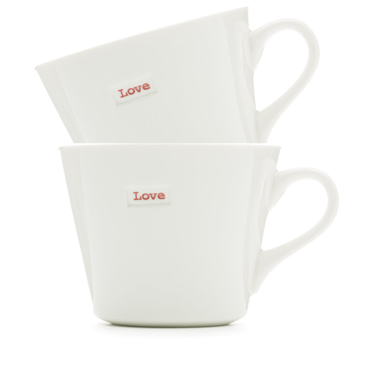 Bucket Mug Medium Pair - 350ml - Love (Red) & Love (Red)