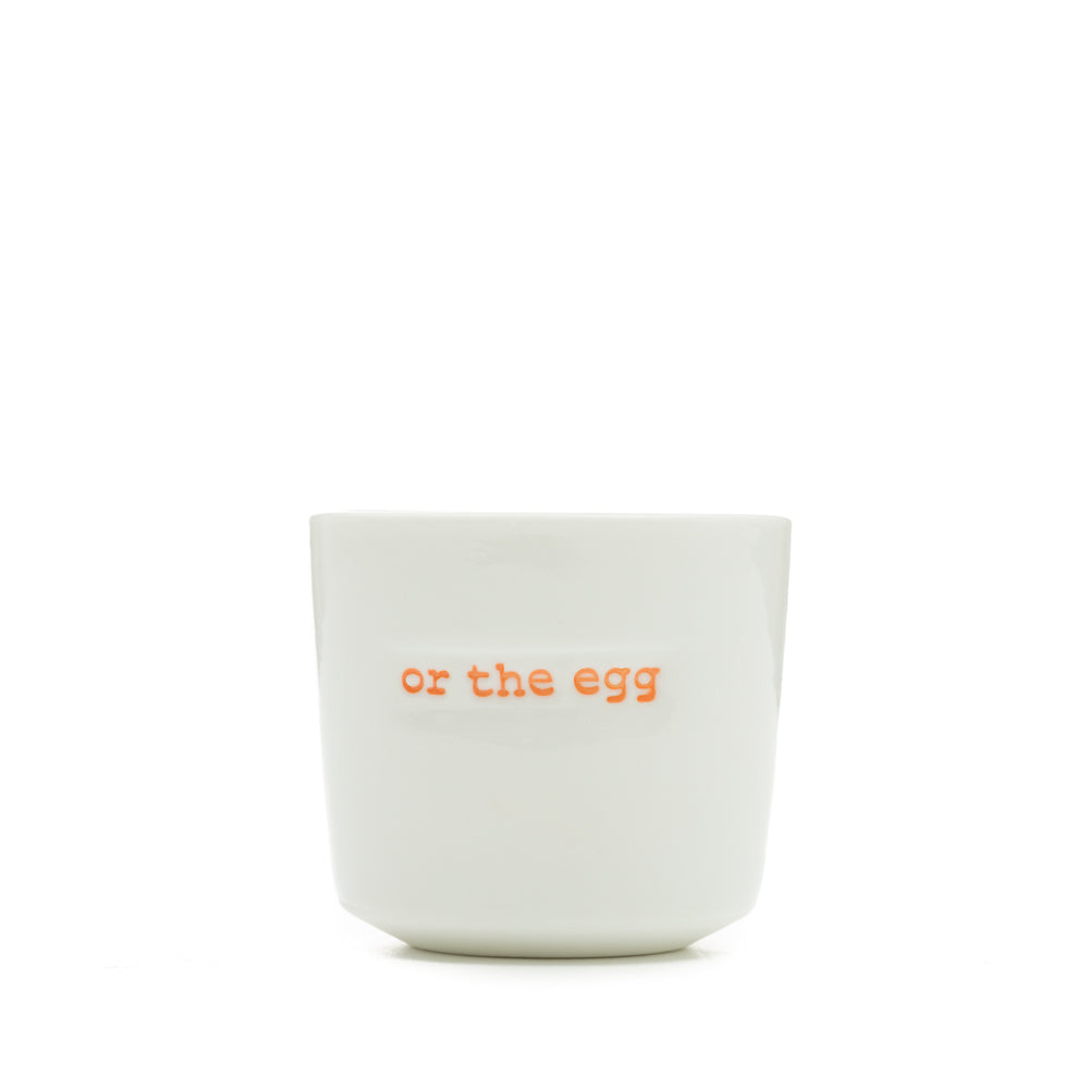 Egg Cup Set Of 4 - What Came (Green) First (Blue) The Chicken (Red) Or The Egg (Orange)