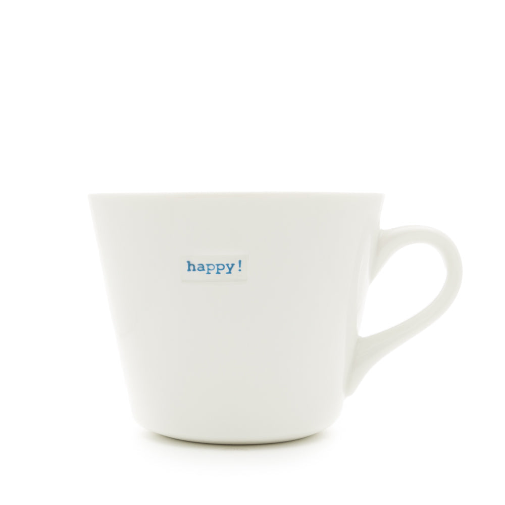 Bucket Mug Medium - 350ml - Happy! (Blue)