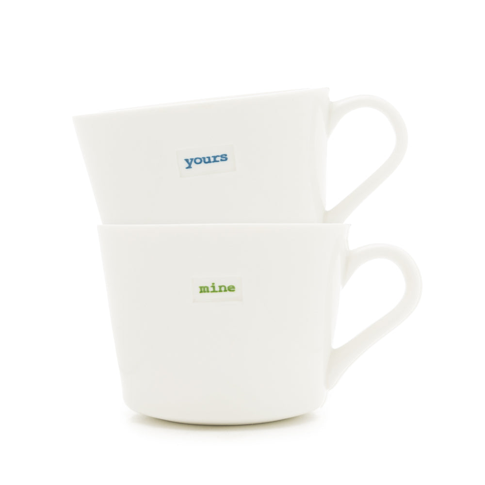Bucket Mug Small Pair - 280ml - Yours (Blue) & Mine (Green)