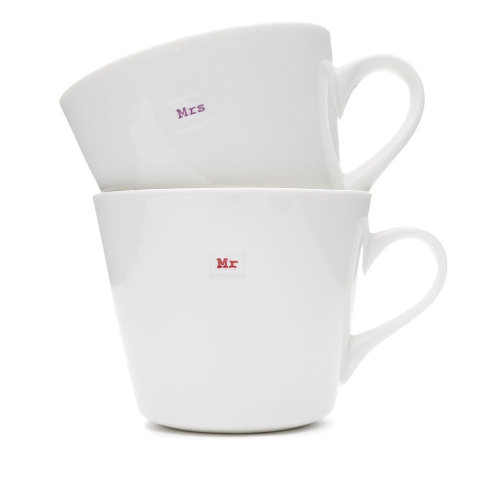 Bucket Mug Medium Pair - 350ml - Mr (Red) & Mrs (Lilac)