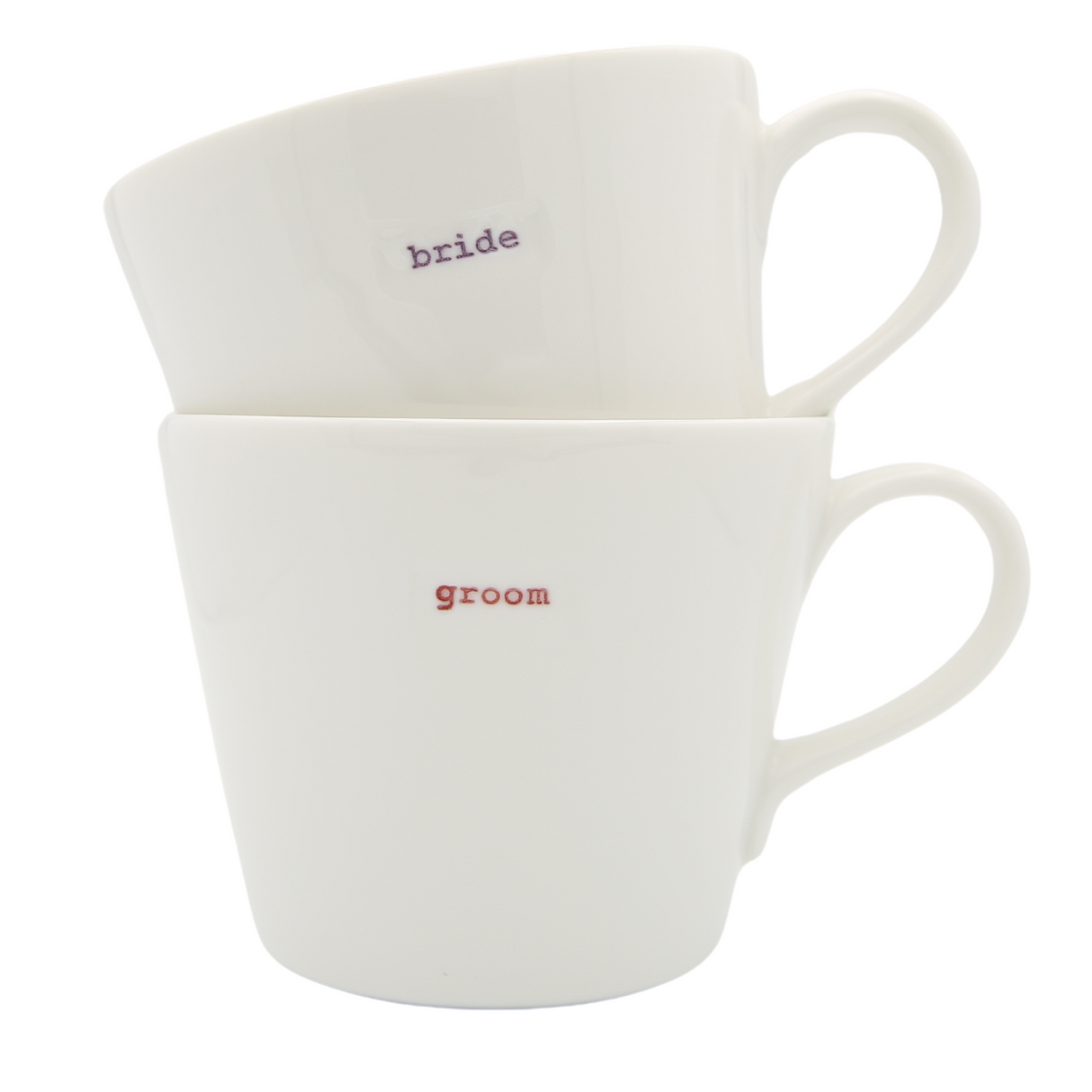 Bucket Mug Medium Pair - 350ml - Bride (Lilac) & Groom (Red)