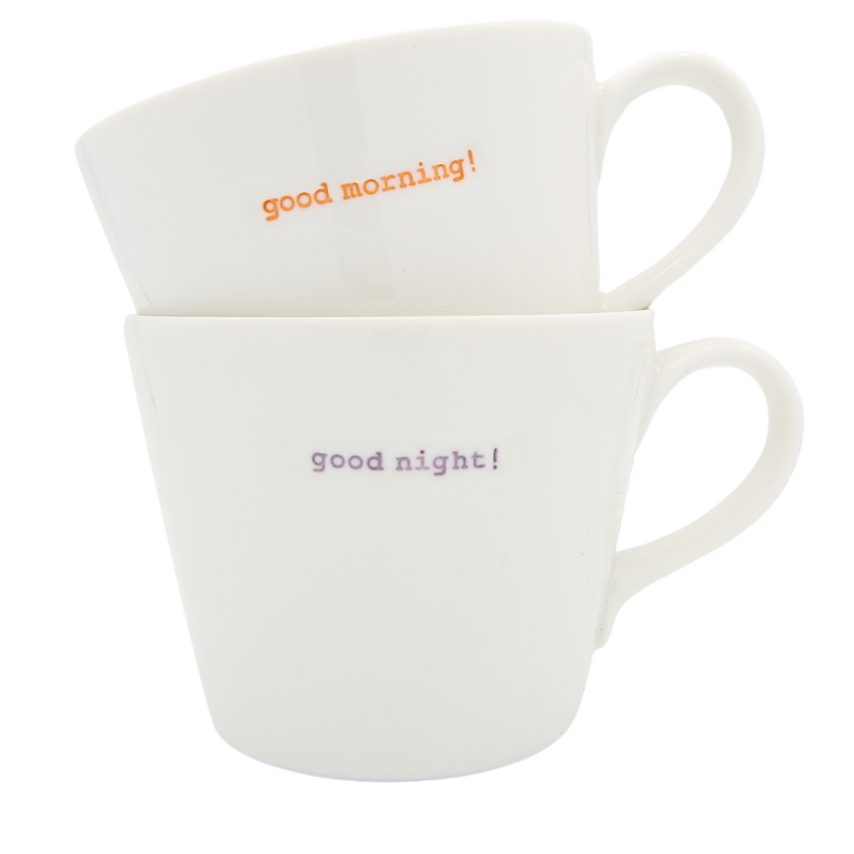 Bucket Mug Medium Pair - 350ml - Good Morning! (Orange) & Good Night! (Lilac)