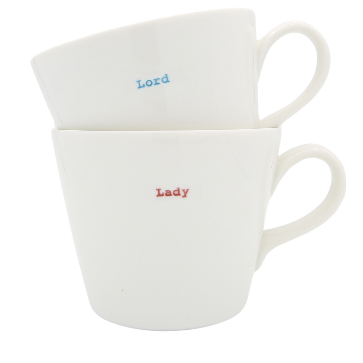 Bucket Mug medium Pair 350ml - Lord (Blue) Lady (Red)