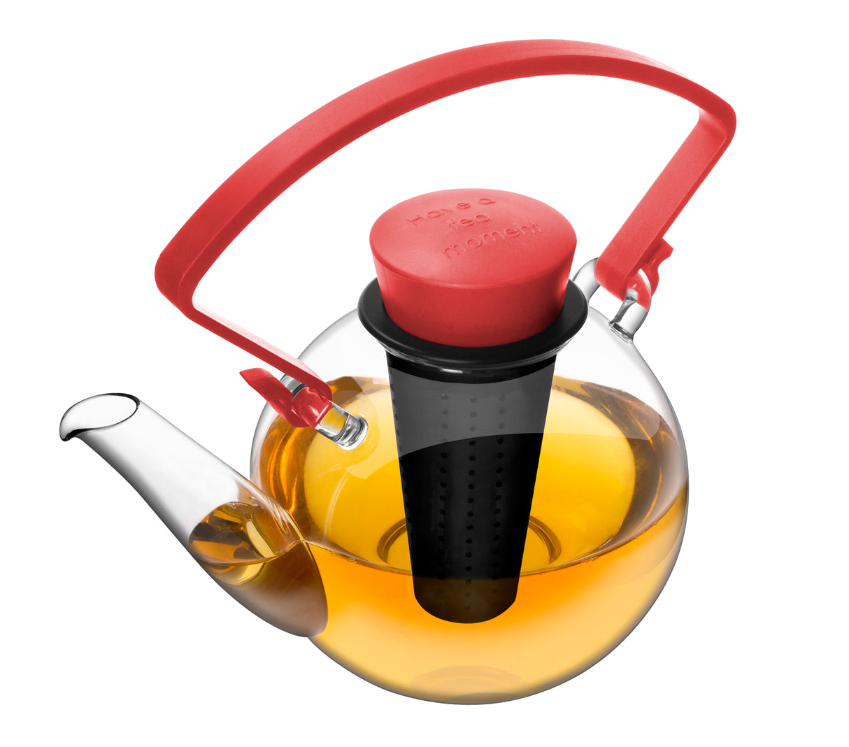 Glass Teapot With Clip Handle -Red (200C)