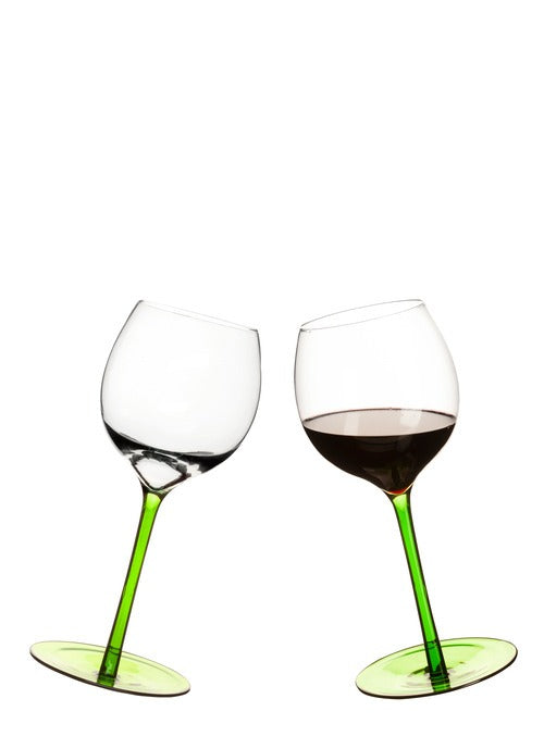 Rocking wine glass 2-pack green