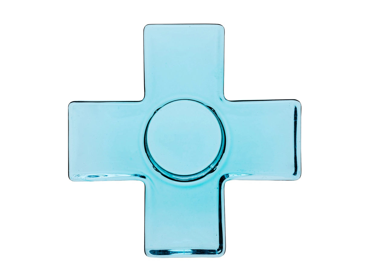 Cross candleholder blue