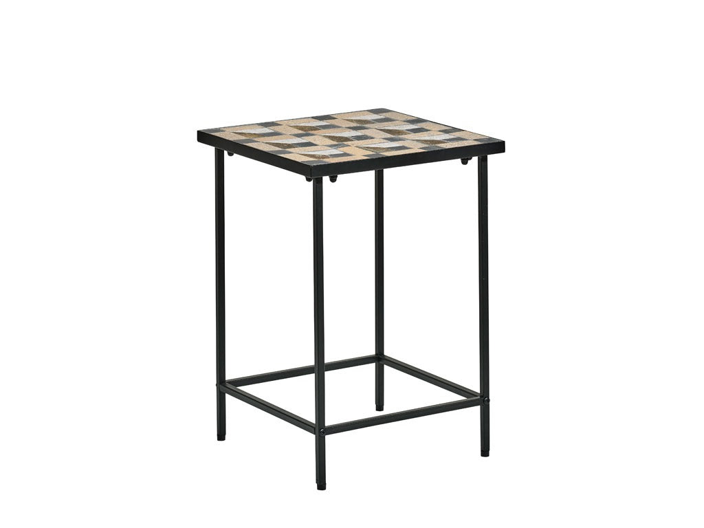 Side table w.stone insert Karv 38x38x54 cm Black Iron