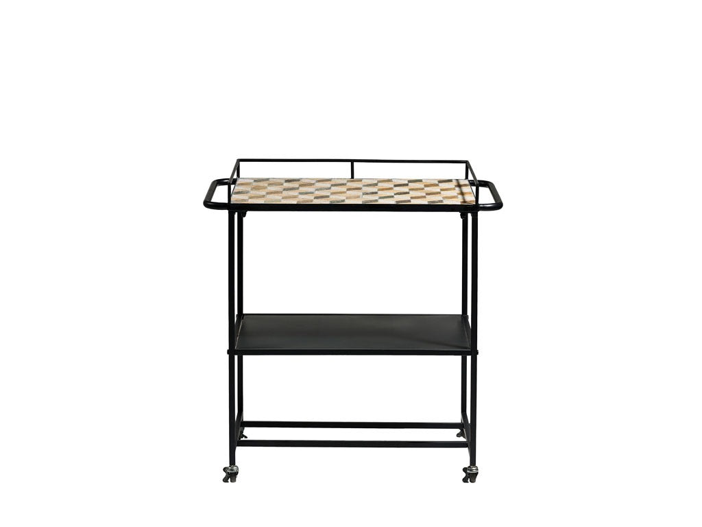 Bar trolley w.stone insert Karv 81x46x83 cm Black Iron