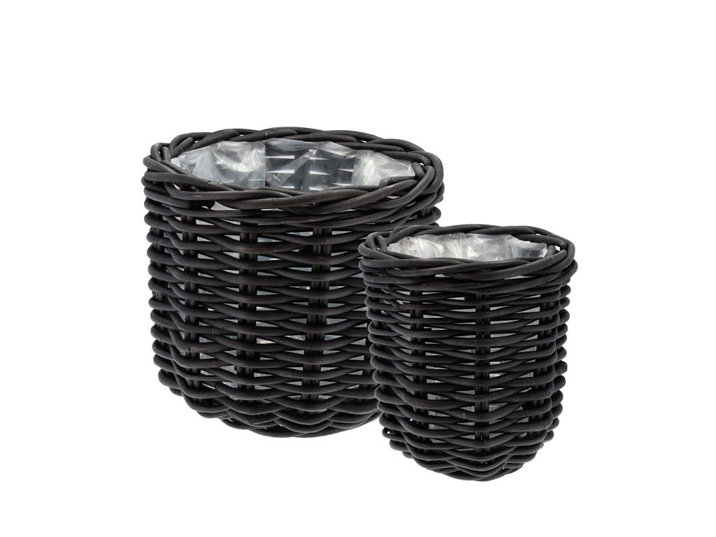 Plant basket Vilda 2 pcs. Black Nature rattan