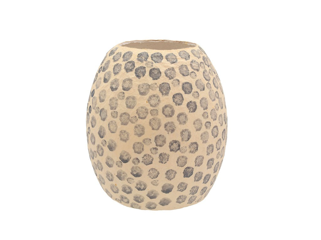 Decoration vase Taia D23.5 H28.5 cm Cream/Grey Paper mache