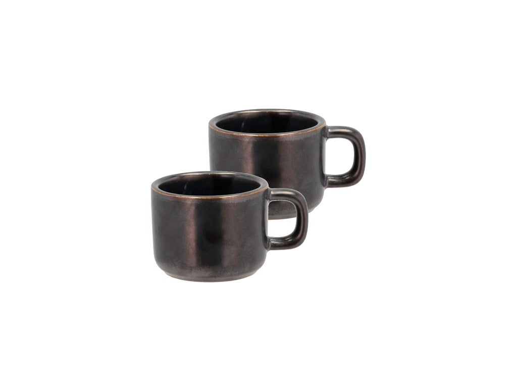Espresso cup Fjord 0,1 liter 2 pcs Black metallic Porcelain