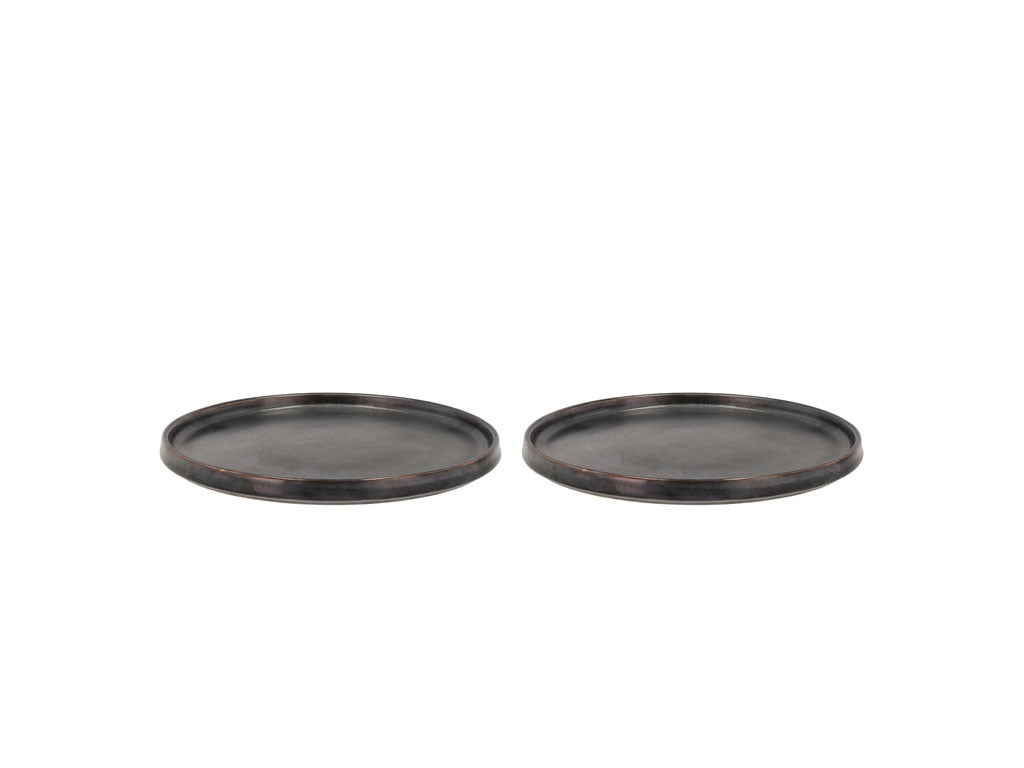 Lunch plate Fjord 20.5 cm 2 pcs Black metallic Porcelain