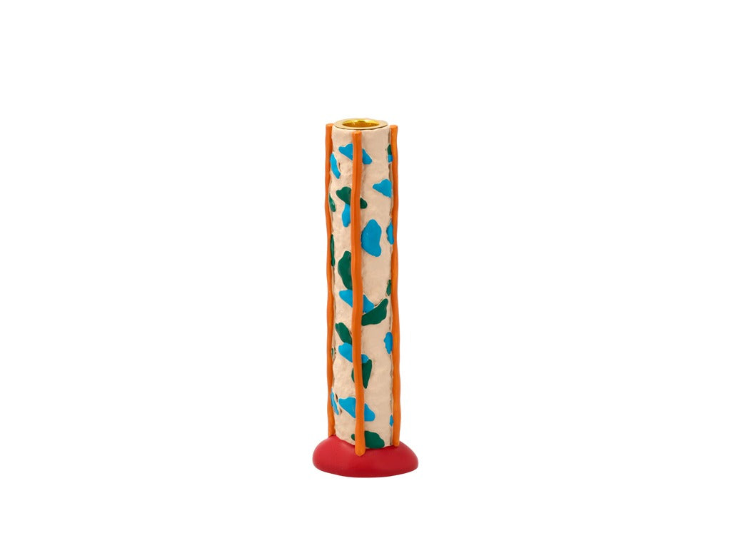 Candlestick with dots Styles 21 cm Blue/Amber Polyresin