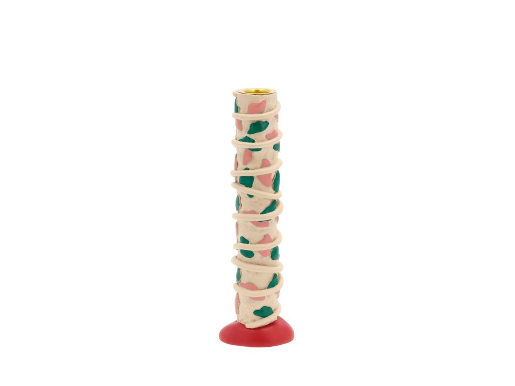 Candlestick with dots Styles 21 cm Rose/Green Polyresin