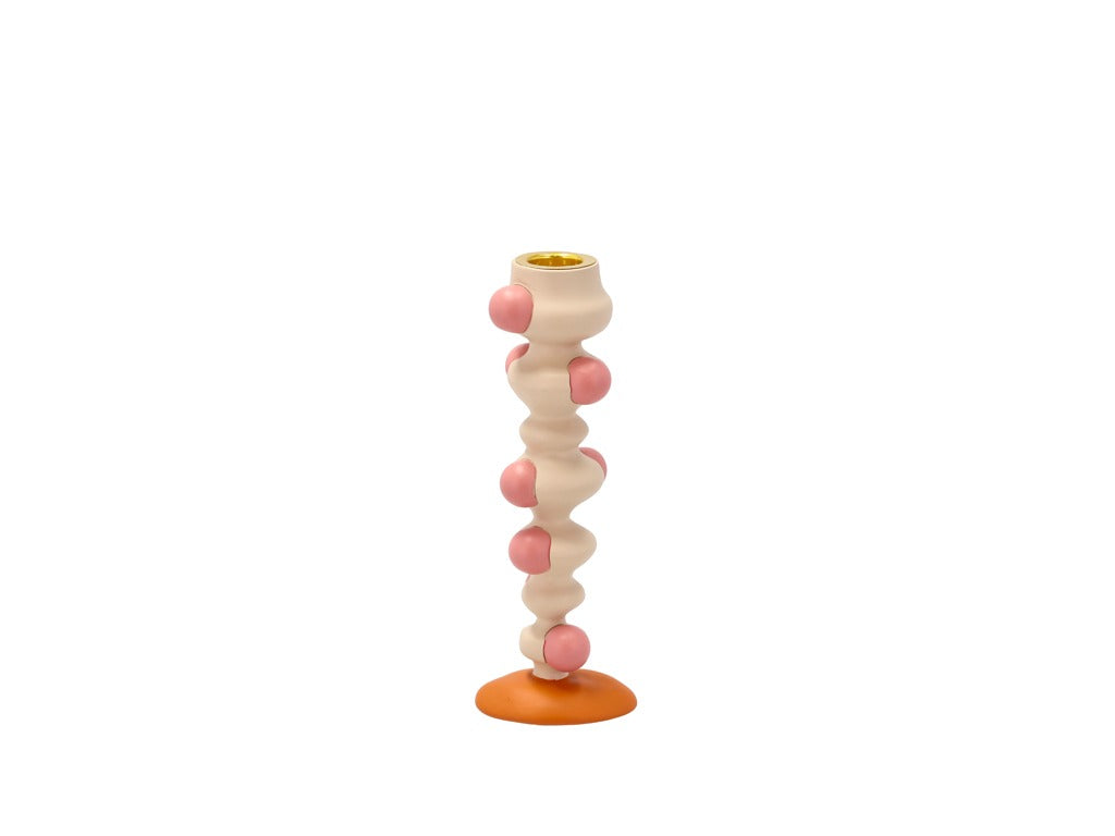 Candlestick with blobs Styles 18 cm Offwhite/Rose Polyresin